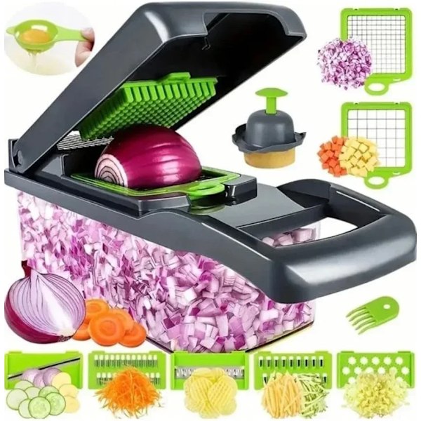 14/16 i 1 Multifunksjonell Grønnsakskutter Håndtak Matrist Grønnsakskutter Grønnsak Slir Dir Kutt Kjøkkenartikler cocina 14 in 1 grey1
