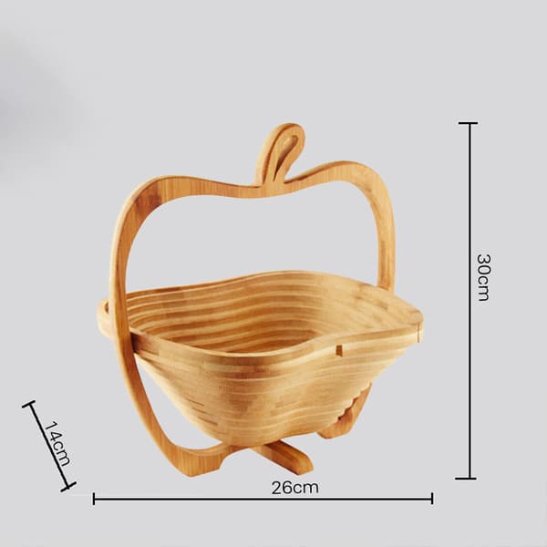 Creative Home Foldable Fruit Basket Creative Apple Shaped Bamboo Fruit Basket Decorative Table Plate For Kitchen