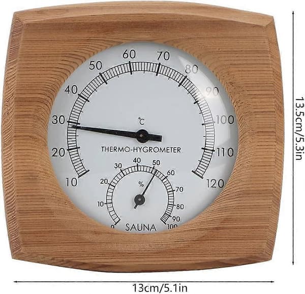 Termometer/Hygrometer, indendørs træ 2-i-1 til sauna Termo-hygrometer Termometer Hygrometer Hamam tilbehør til saunarum