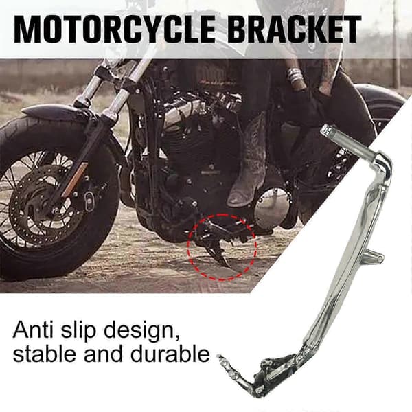 Silverfärgat gotiskt motorcykelstöd justerbart sidostöd i aluminiumlegering