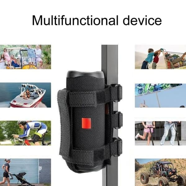 Bluetooth Cykelhøjttalerholder, Bærbar Højttalerholder, Justerbar Rem, Lille, Polyester, Sort