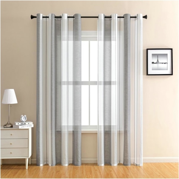 Tylgardiner, Mørklægningsgardiner til stuen, 2 stk., Termiske isolerende gardiner mod kulde og varme til soveværelset med øjer, lysegrå Gris 132X245CM