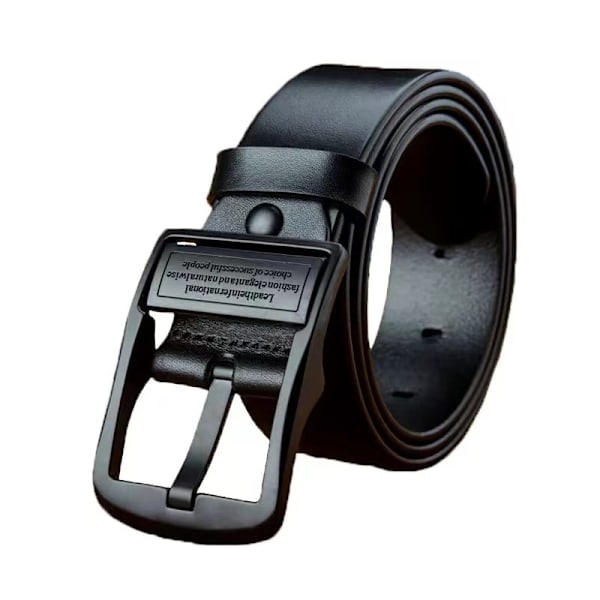 Läder Bälte Herr Läderbälte Mode Metall Legering Spänne Vuxen Jeans Business Casual Midja Manligt Bälte Märke HK-black 110