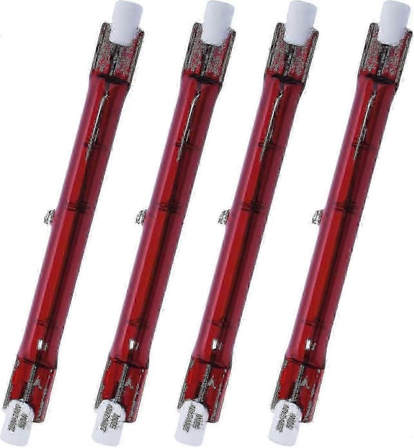 500 Watt Ruby Heatmaster R7 Halogen Varmelegeme Pære 4 Pak til Udendørs Have