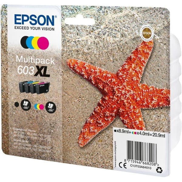 EPSON 4 farve 603XL multipakke blækpatron - Sort, Cyan, Magenta, Gul