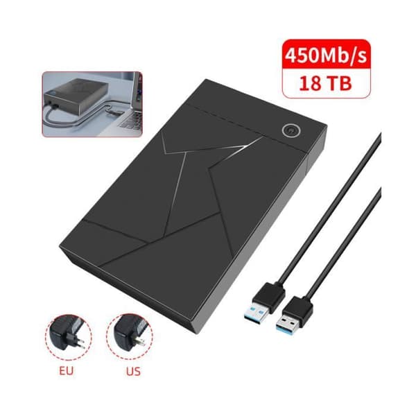 Eksternt harddiskdeksel - SODIAL - 3,5 tommer - USB 3.0 - EU-plugg - Svart