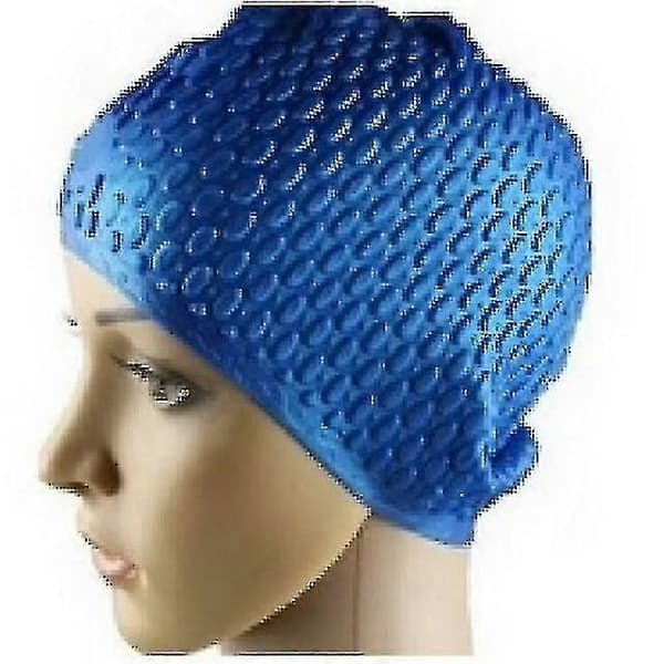 Vattentät mössa simbassäng långt hår Blue-Silicone