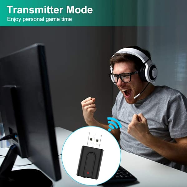 Bluetooth-adapter for TV, Bluetooth 5.0 sender og mottaker 2-i-1 White S