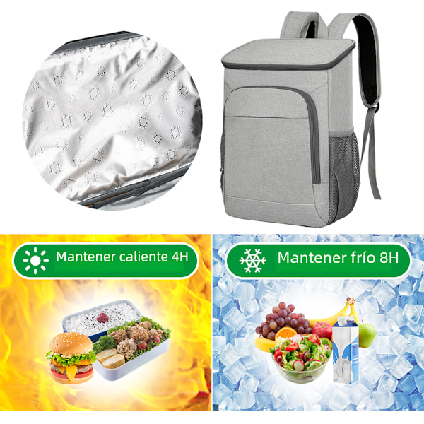 Mopila 30L Kylryggsäck Vattentät Alcaderzo Väska för Picknickar, Vandring, Strand Grey Orange