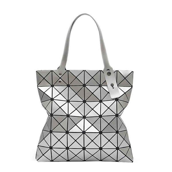 Ny Lysende Taske Kvinder Geometri Diamant Foldbar Tote Skuldertaske Almindelig Foldbar Håndtaske Damepung, 1 stk-Grå