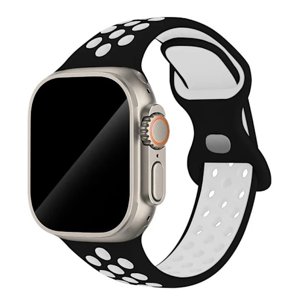 Kellon ranneke, yhteensopiva 44mm 49mm 45mm 41mm 40mm 38mm 42mm silikonisen hengittävän braletin iwatch-sarjan 8 7 se 6 5 4 Ultra 49mm kanssa 2 Black White 42 44 45 49 S10-46MM
