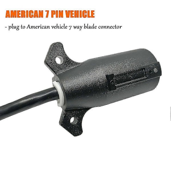 USA til Europæisk Trailer Lys Konverter 7 Vejs Flad Stikdåse (US Køretøj) til 13-pin Rundt Stik (EU Tra Black