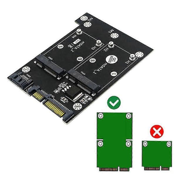 Dobbelt MSATA SSD til Dobbelt SATA3.0 6Gbps Konverter Adapterkort med LED-indikator
