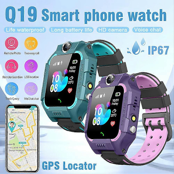 Smartklocka för Barn SIM GSM SOS Samtal Telefon Spel Kamera Tracker Smart Armbandsur green deep waterproof
