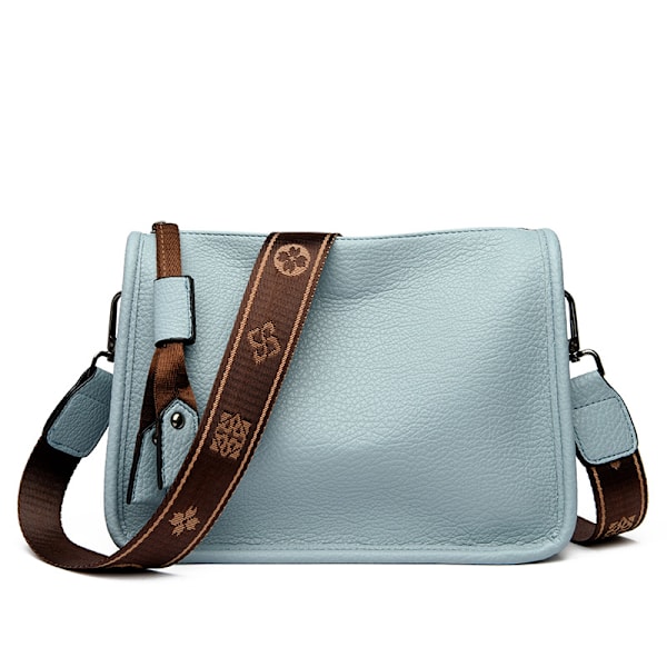 Ægte Læder Dame Tote Taske Luksus Blød Koskind Dame Skuldertaske Crossbody Tasker 2024 Mode Kvinde Messenger Sac SKY BLUE 27 10 20