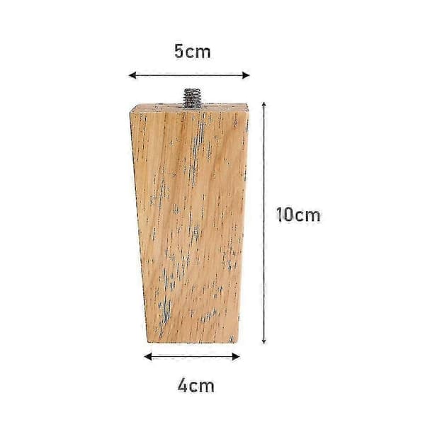 Sæt med 4 firkantede ben i egetræ til møbler 10cm
