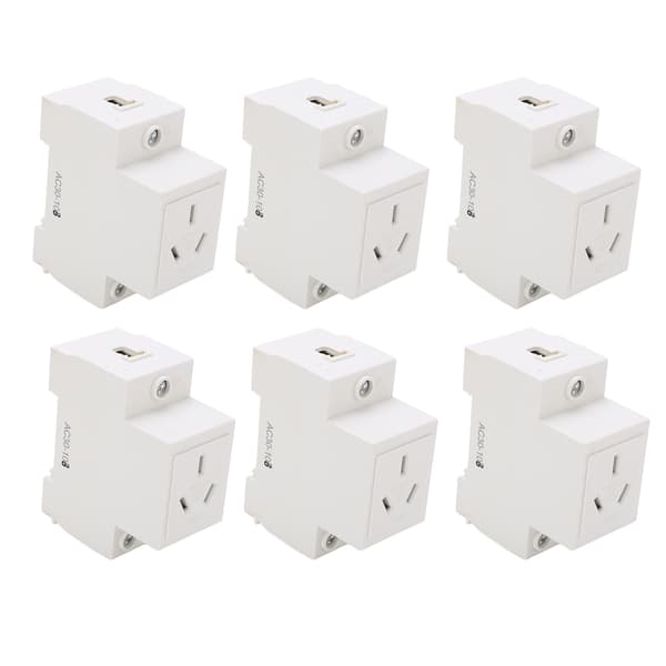 6 st Modular Socket Guide Rail Power Socket 3 Hole 250V Industrial Power Socket for Electrical Appliance AC30‑103 10A