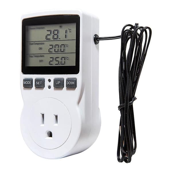 Digital Temperature Controller Power Socket EU Plug Thermostat With Timer Switch Sensor Probe Heating Cooling [DB] US