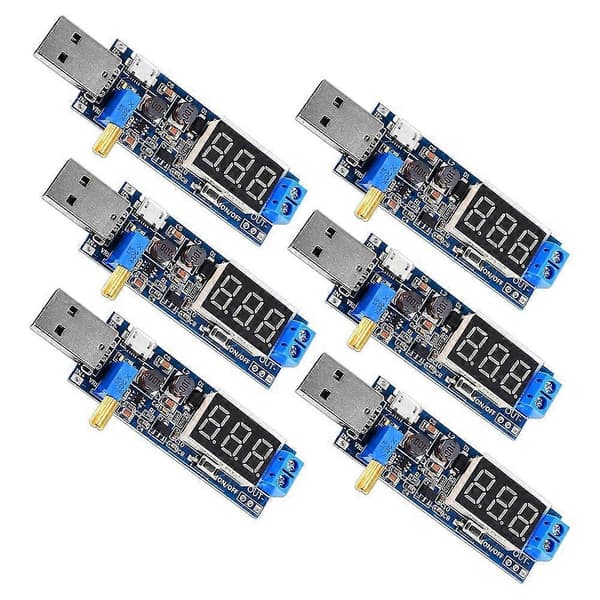 6 stk. USB Buck Boost Converter 3.5V-12V til 1.2V-24V DC-DC Step Up Strømforsyningsmodul Spændingsregulator