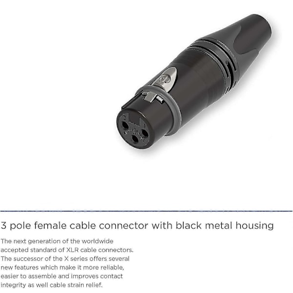 Balanceret mikrofonkabel | XLR han 3-ben til XLR hun 3-ben, 15m/49.21ft