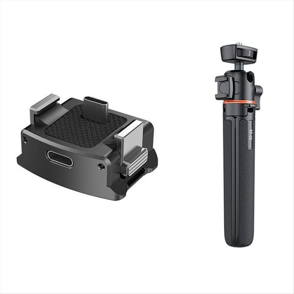 Ladebase og stativ for 3\" kameraer, 1/4\" adapter, kobling, fast feste, hurtigutløsertilbehør