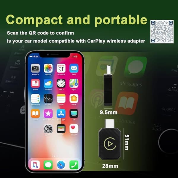 Langaton CarPlay-sovitin, CarPlay USB-dongle, 2-in-1 langaton CarPlay-sovitin autoon ja Android Autoon, 5G WiFi, Plug & Play