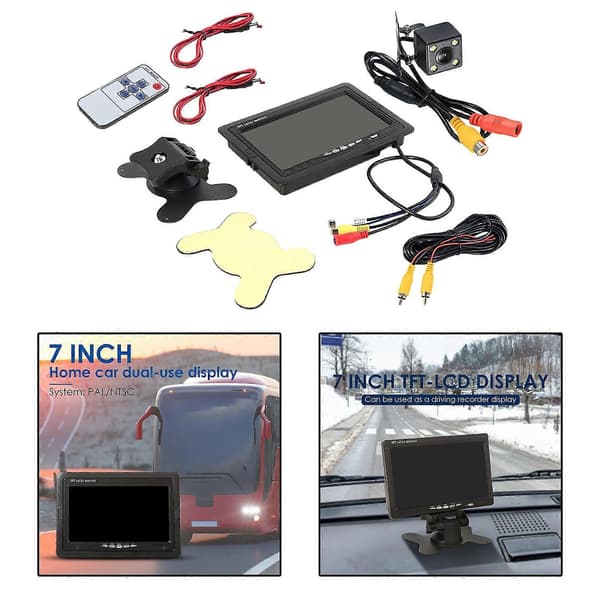 7 tums bil LCD-skärm för backspegel PaL Ntsc Video Backmonitor utan with Camera