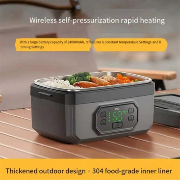 Portable Rechargeable Lunch Box, Wireless Heating, Waterless Bento Box, Student Office, Power Storage As Shown