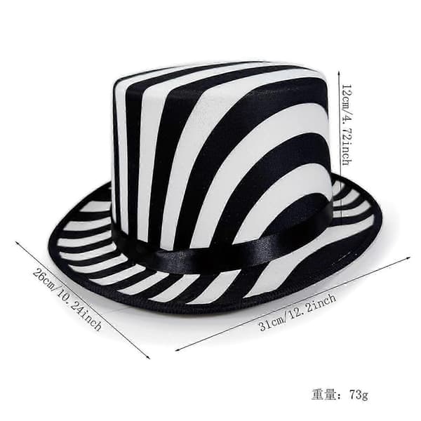 Sort Hvid Tema Tryllekunstnerhat Åndbart Bomuldsmateriale Ideel Til Cosplay Kostumer Black and white stri