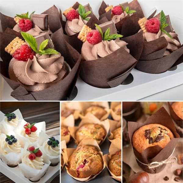 600 Styk Tulip Cupcakeforme Opgraderede Bagepapir Muffinforme til Bagning af Cupcakes
