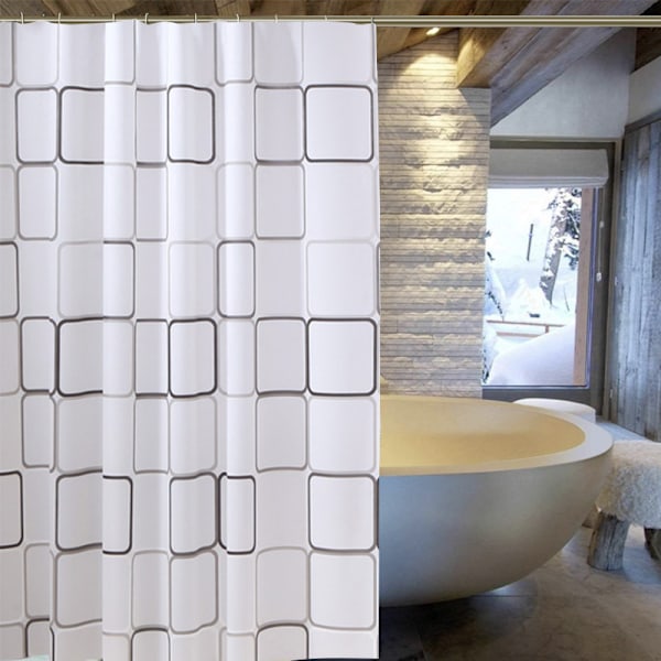 Badeværelsesforhæng Vandtæt Badeforhæng PEVA Moderne Geometrisk Ternet Mønster Bondehus Hjem Dekoration Gennemskinnelig shower curtain 150x180cm