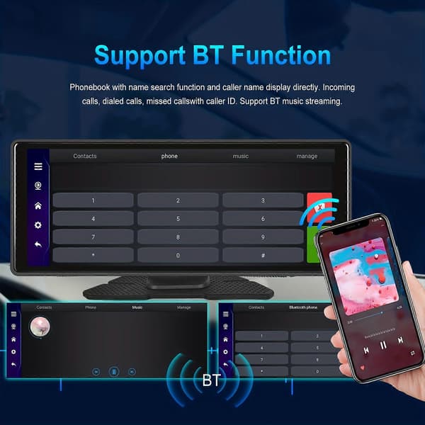 Bilvideospelare för Android-system 10.26\" HD-skärm med stöd för Carplay & Android Auto, GPS, WiFi, DVR-inspelning