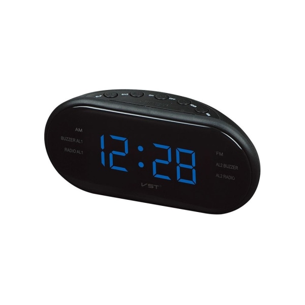 Väckarklockor Digital klockradio LED oval radio blå
