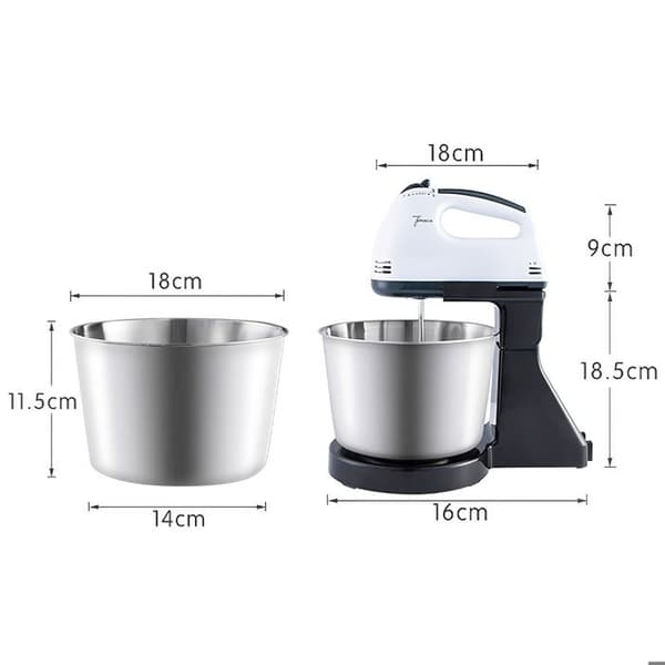 100W Multifunktionel Foodprocessor, Dejælter, med Skål i Rustfrit Stål, Piskeris, Dejkrog, 7 Hastigheder