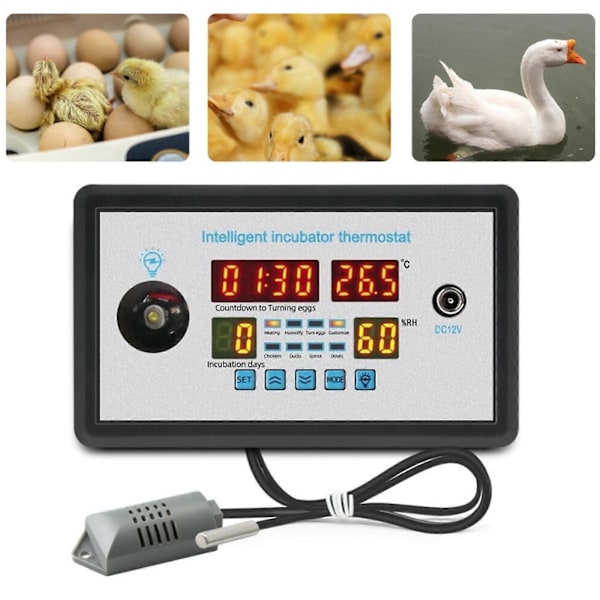 Automatisk Æggevending Kontrol Inkubator Digital Termostat Realtids Fugtighed Temperatur 220V