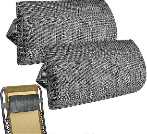 Justerbart nackstödskudde för uteplats, strand, solstol och vilstolar 2pcs Gray