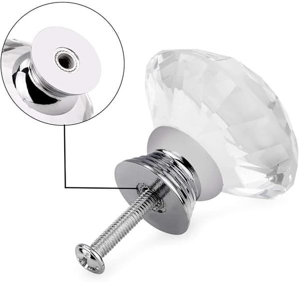 40mm Handle Knobs Transparent Diamond Crystal Glass Doors Cabinet Drawer Wardrobe Decoration 10pcs/Set Transparent