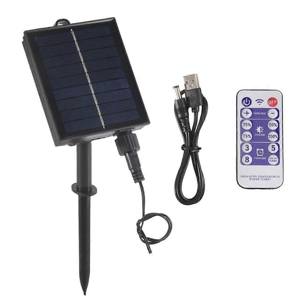 1200mAh Solcellepanel Kontrollbokssett Litiumbatteripanel for 3.7V 24V LED String Strip Lampe DC Cha Black