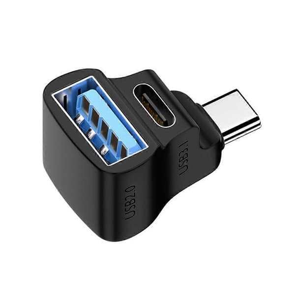2 stk. 180 graders USB-C-adapter til dobbelt USB-C 20 Gbps 8K 60Hz PD 140W-stik til Ally
