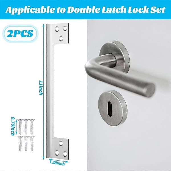 2 Pcs Door Lock Protection Plate Outward Opening Angle Lock Guard Door Lock Protector Lock Shield L Shaped Security 28 cm Silver