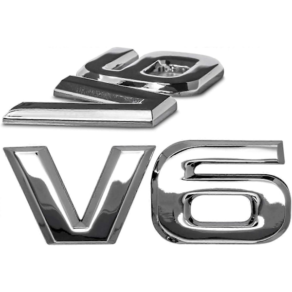 V6 Krom Metall Emblem med 3D-Logo för Bil