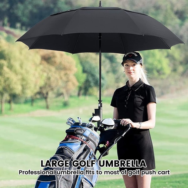 Stort golfparaply män dam, stormsäkra golfparaplyer, automatiskt solskydd dubbla kapell Vindtålig