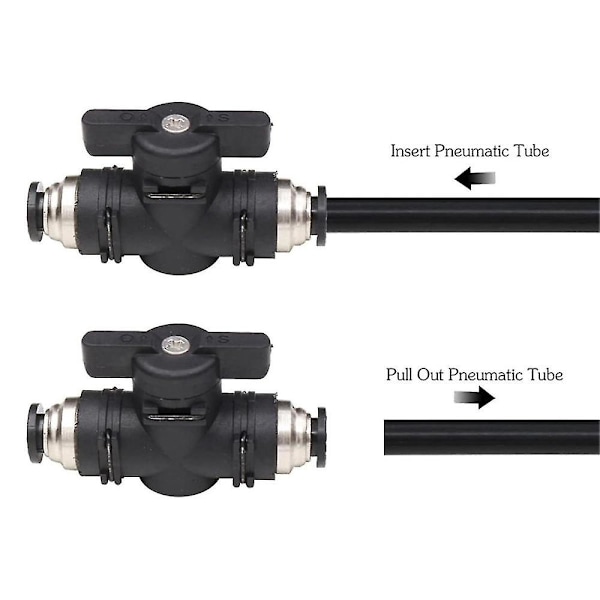 6mm Push Connect Ventil Kulventil 6mm Luftflödeskontrollventil Snabbkopplingsventil Rörkopplingar 3-pack