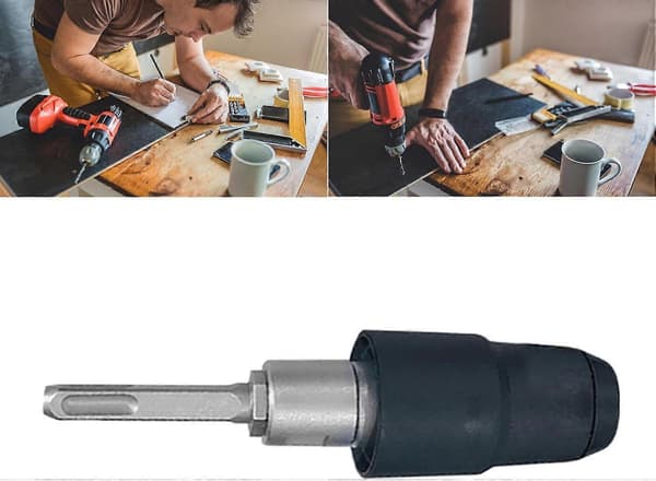 8 1/4 tommers adapter i legert stål for SDS Plus og SDS Max borhammere i svart finish, SDS Plus til SDS Max adapter.
