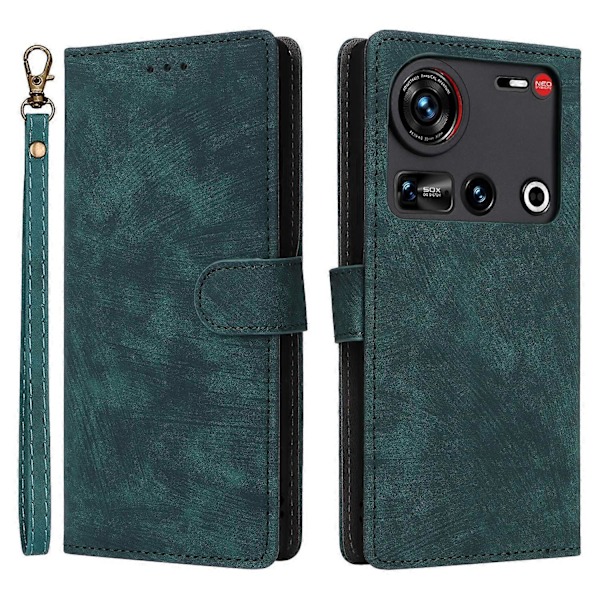 For ZTE nubia Z70 Ultra Lommebok Etui RFID-blokkering PU Lærdeksel Stativ Visning- Multicolor Green