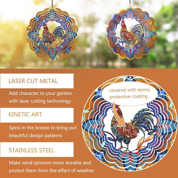 Havepynt - 3D vindspil - Hane Metal Vindmølle - Kyllingegaver til Kvinder Mor Bedstemor C