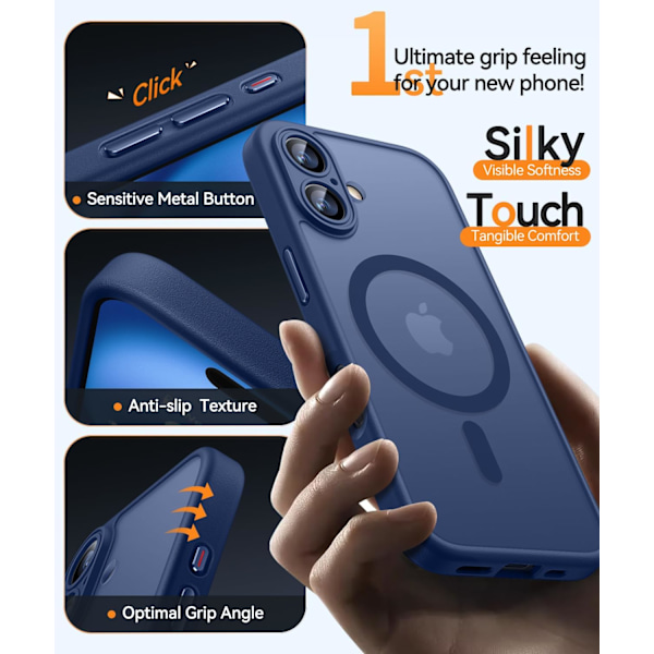 Magnetiskt skal för iPhone 16 Pro Max med fullständigt kameraskydd [Kompatibelt med MagSafe] [Transparent matt] Skyddande mobilskal, Deep Blu Purple Deep Blue iPhone 16