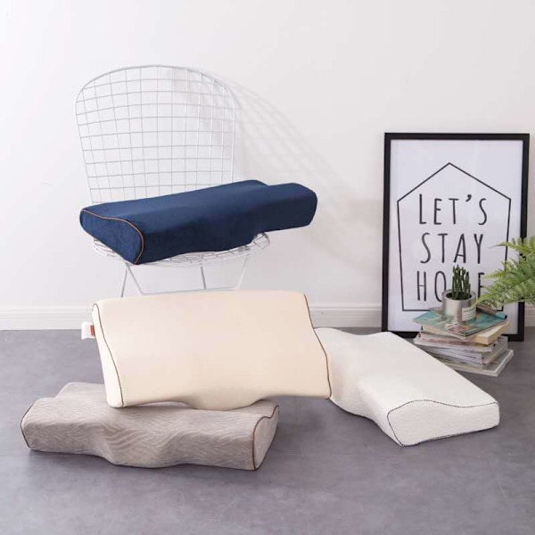 Memory Foam Kudde 50*30CM För Nackskydd Fjärilsformad Kudde Långsam Återhämtning Sovkuddar Avslappnar Halsryggen White 50x30cm