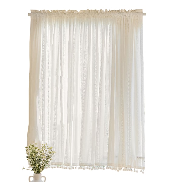 Fransk Stil Vågig Spetsgardin Kök Korta Gardiner Stånggardiner Kompatibla med Fönster Vardagsrum Bröllop Sovrum Dekoration Curtain W40xH60cm