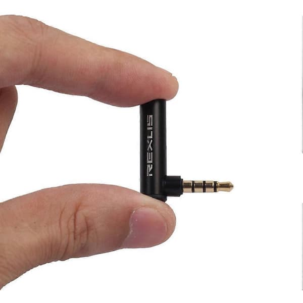 REXLIS 4 stk. 3,5 mm han til hun 90 graders retvinklet adapter lydmikrofonstik stereostikforbindelse Black